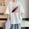 Trendy and niche short-sleeved T-shirts for men in summer, loose and large-sized American streetwear brand, half-sleeved base shirts for teenagers, cross-border Application Scenario